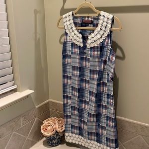 GUC VINEYARD VINES blue madras plaid sheath dress, size 4